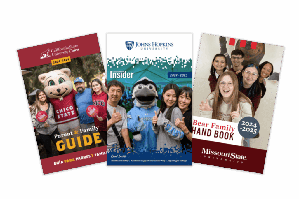 Trio of guide covers for Chico, Johns Hopkins, and Montana State Universities
